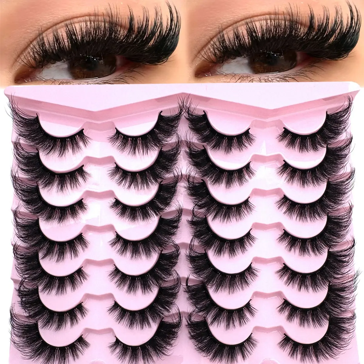 14 pairs of comic eyelashes, artificial mink eyelashes, cat eyelashes, natural full false eyelashes, thick eyelashes, extended and fluffy eyelashes, soft and fluffy eyelashes, strip-shaped eyelashes, dramatic eyelashes, Volume False Eyelashes
