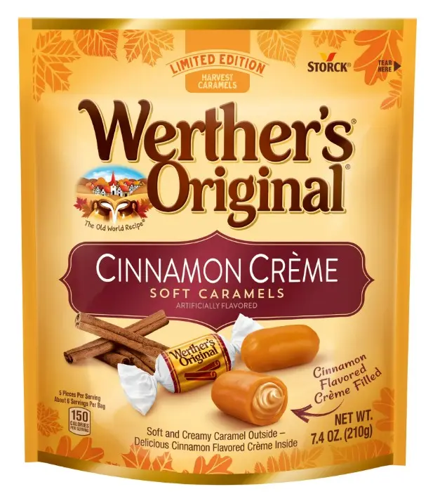 Werther's Original Limited Edition Fall Harvest Cinnamon Crème Soft Caramels, 7.4 oz Bag