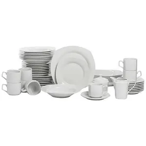 10 Strawberry Street Simply White 45-Piece Square Dinnerware Set