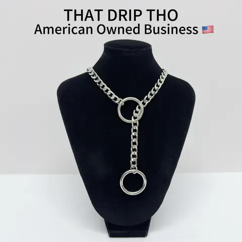 ThatDripTho Double O-Ring Slip Chain Choker Necklace - Durable Adjustable Choker for Couples, GF, BF, Unisex, Multi-Functional Accessory for Daily Wear