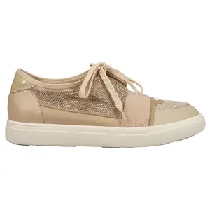 VANELi Womens Onella Perforated Rhinestone Lace Up Sneakers Shoes Casual - Beige