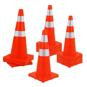 GARVEE 12 Pack Traffic Safety Cones 28 inch, PVC Orange Cones with Reflective Collars, Parking Training Construction Road Caution Plastic Cones for Parking Lot, Traffic Control, Driving Training