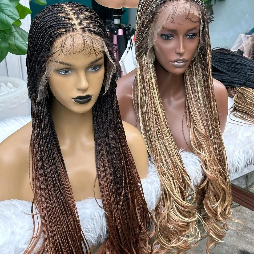 Two-tone and gold curly-end Braided wig. Two-tone and gold curly-end Braided wig.