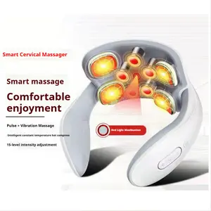 Multi-Function Electric Scalp Massager，Neck Massager (with Heating Function) — 15-level adjustment, wireless charging, shoulder massager, 8 massage nodes, suitable for neck, back, and trapezius muscles, unisex gift