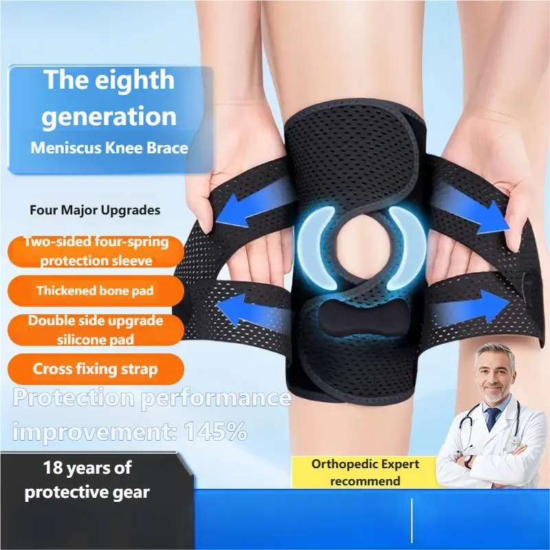 8th Gen Knee Brace for Meniscus - Breathable Spring Support Knee Pad for Running/Hiking| Non-Slip Compression Knee Stabilizer