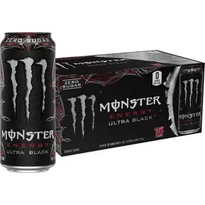 Monster Energy Ultra Black, Sugar Free Energy Drink, 16 Ounce (Pack of 15)
