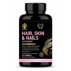 ALNIMA Chewable Hair, Skin & Nails Dietary Gummies - Halal Beauty Supplement with Biotin, Collagen, Multivitamins & Vitamin C for Skin Care Support, Made in USA