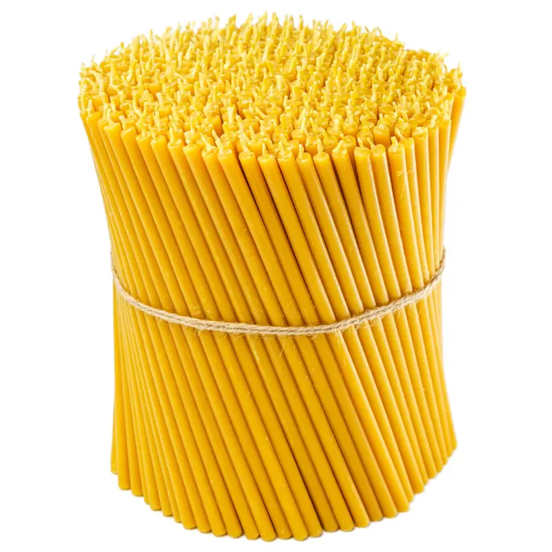 Pack of 25 Pure Beeswax  Thin Taper Candles 7.3" x 0.24" inch Orthodox Church Candles - Handmade, Clean Burning, Natural Honey Scent Ultra Slim Candles