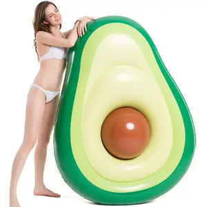 New Avocado Inflatable Float Lounger Pool Water Bed with Beach Ball Swimming Ring, 1/2pcs, Perfect for Relaxing and Fun