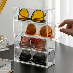 1pc Acrylic Clear Eyeglass Storage Container Portable Sunglasses Organizer for Women Girls Glasses Holder