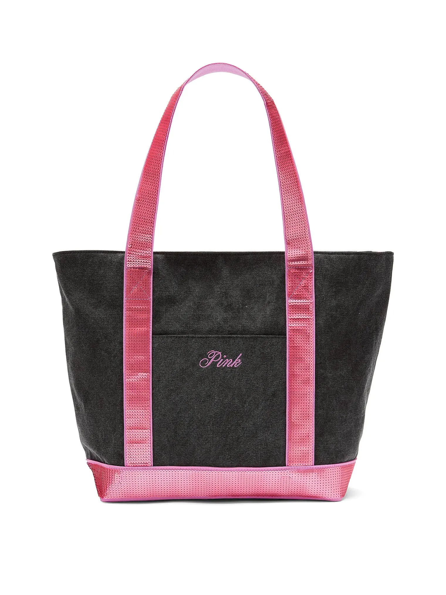 PINK Large Canvas Sequin Tote Bag