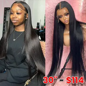 [30" = $114] Straight Human Hair Wigs 13x6 Transparent Lace Front Wigs Brazilian Natural Hair Wig Sale Pre Plucked 13x4 HD Lace Frontal Wig 180%