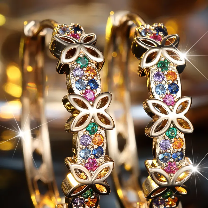 Women's Butterfly Design Stackable Hoop Earrings - Metal Coated, Geometric Chic Costume Jewelry, Casual Wear Accessories for Women, Engagement & Anniversary Gift