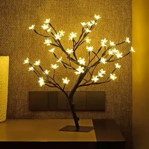 Sakura Bonsai Tree with 48 LED Lights, Includes 24v Adapter, Metal Base, Warm Light, Ideal Night Lamp, Home Gift Idea, Christmas Decorations, Indoor Decorative Light