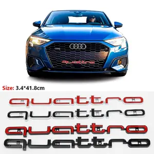 Car 3D Stereo Logo Decoration Sticker, Cool Car Decoration, Front Grille Emblem Upgrade, Engine Hood Mark Decal, Body Exterior Accessories, Vehicle Decoration for Audi A3 A4 A5 A6 A6L A7 A8 Q3 Q5 Q7 S3 S4 S5 RS3 RS4 RS6