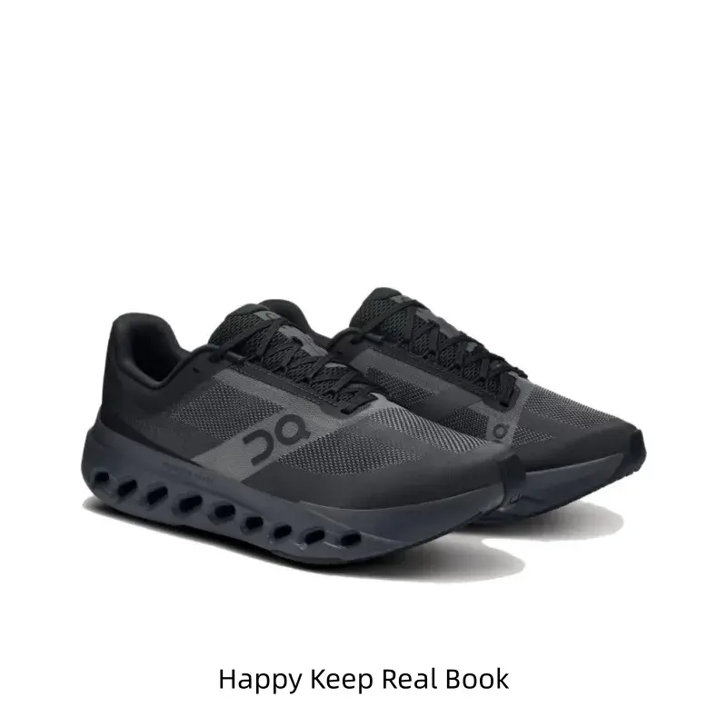 Black Lightweight Cushioned Running Shoes, Engineered Mesh Upper, Hollow Pod Cushioning Midsole