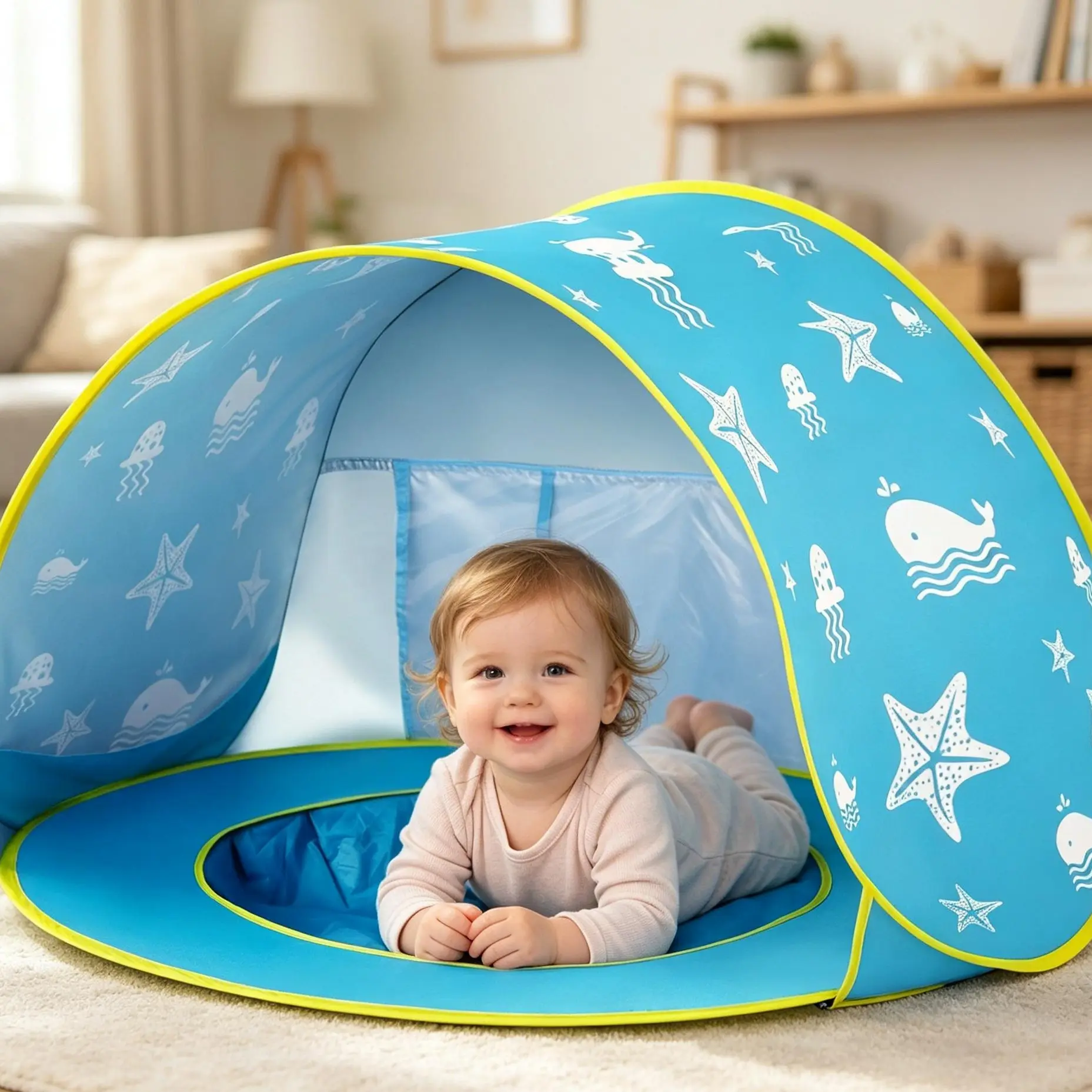 JungleDove Summer Beach Tent for Toddlers – Pop-Up Pool Tent with UV Protection, Portable Sun Shelter & Carry Bag for Outdoor Fun, Play House Tent, Toddler Travel Tent