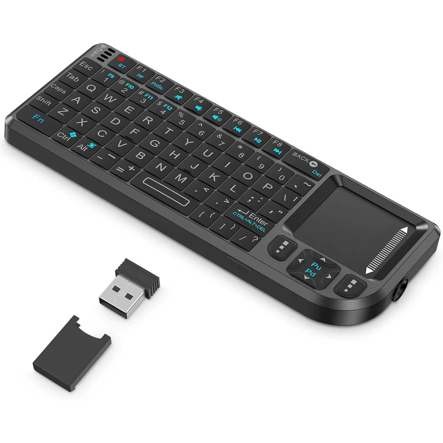 F-KBB01  Mini Keyboard with Touchpad, Mini Bluetooth Keyboard, 2.4G Ultra-Thin Handheld Wireless Portable, Suitable for PC/Tablet/TV/Smartphone, Suitable for Travel, Office and Home Use,Rechargeable