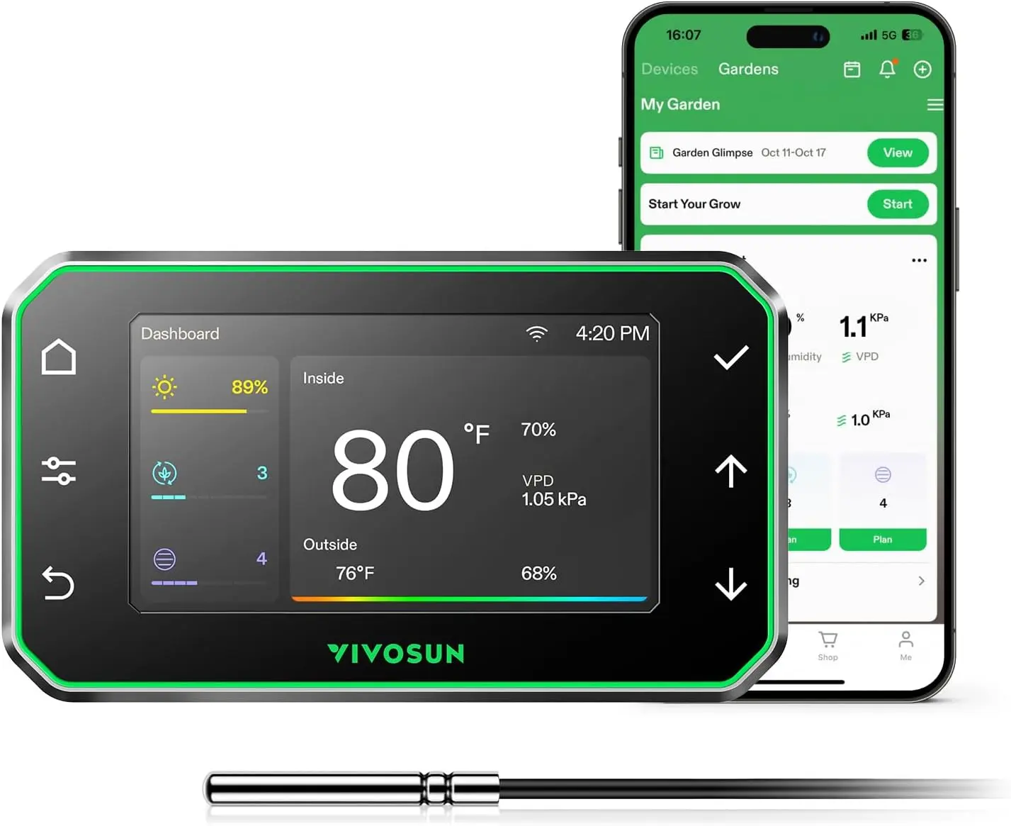 VIVOSUN GrowHub Controller E42A+ for Grow Tent, Smart Environmental WiFi-Controller with Temperature, Humidity, VPD, Timer, Cycle, Schedule Controls, Cooling Ventilation Lighting Programming