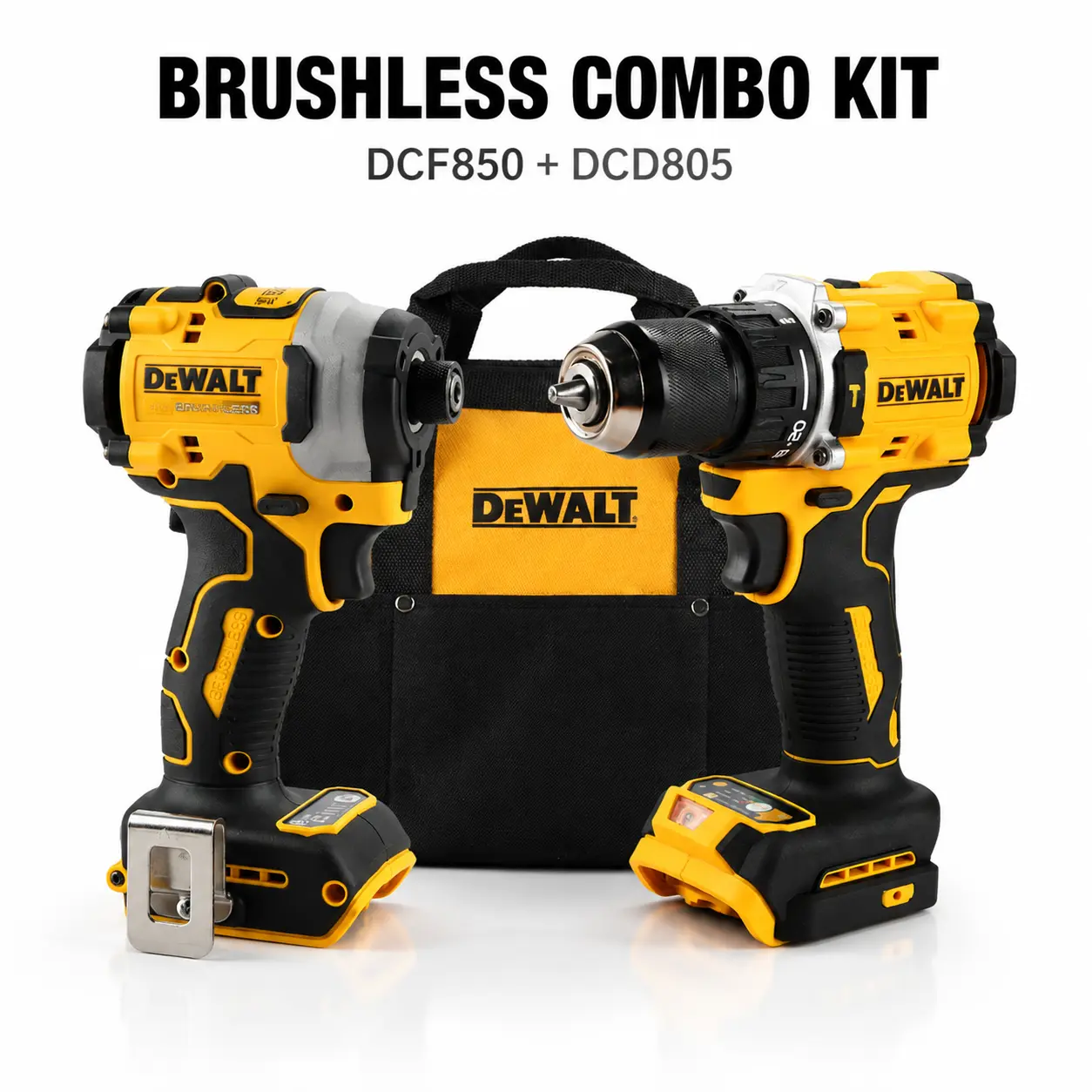 DEWALT DCF850 + DCD805 20V MAX Cordless Brushless Power Tool Combo Kit, Impact Driver & Hammer Drill with Tool Bag for Contractors, Mechanics, Home Renovation & DIY Projects