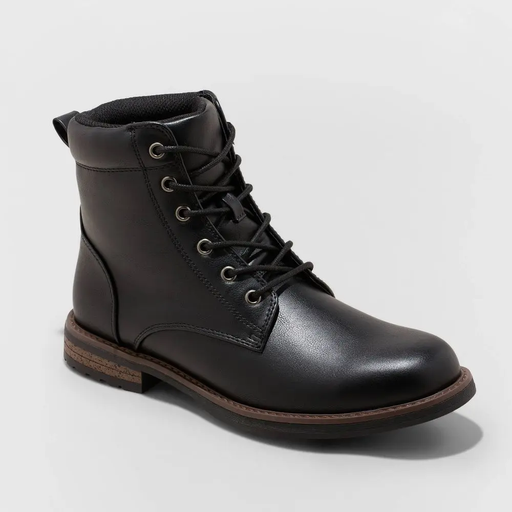 Goodfellow & Co Mens Faux Suede Lace-Up Mid Calf Combat Boots Block Heel Goodfellow & Co Mens Faux Suede Lace-Up Mid Calf Combat Boots Block Heel