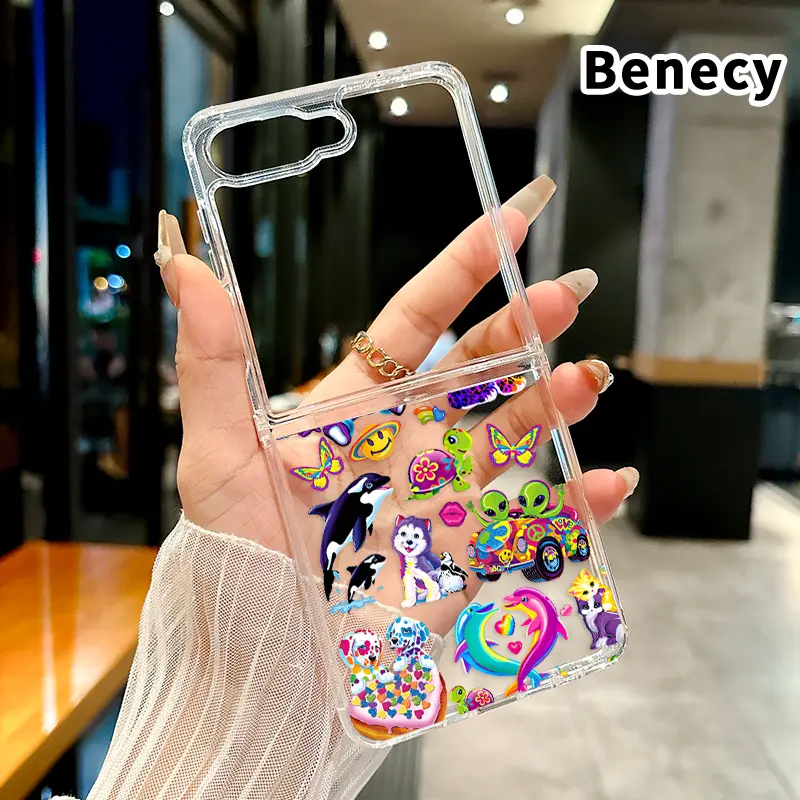 Whimsical Creature Assortment Pattern Phone Case for Z Flip 7/6/5/4 Protective Folding Case with Double Protection and Camera Lens Cover