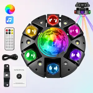 XDV 120W 6-Arm RGBW Moving Head DJ Light - RGB Changing LED, Super Bright LED, Laser Magic Ball, Remote Control, RGB Music Sync, Auto-Run, Master-Slave, 20 Times/Sec Strobe, Smooth Dimming, DMX512 for Rave, Club, Home Dance