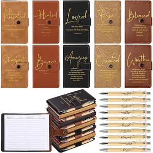 20 count Mother's Day Christian  Bulk Prayer Leather Journal Religious Inspirational Scripture Notebooks with  Verse Pens for Church Women Men Graduation (5 Colors)