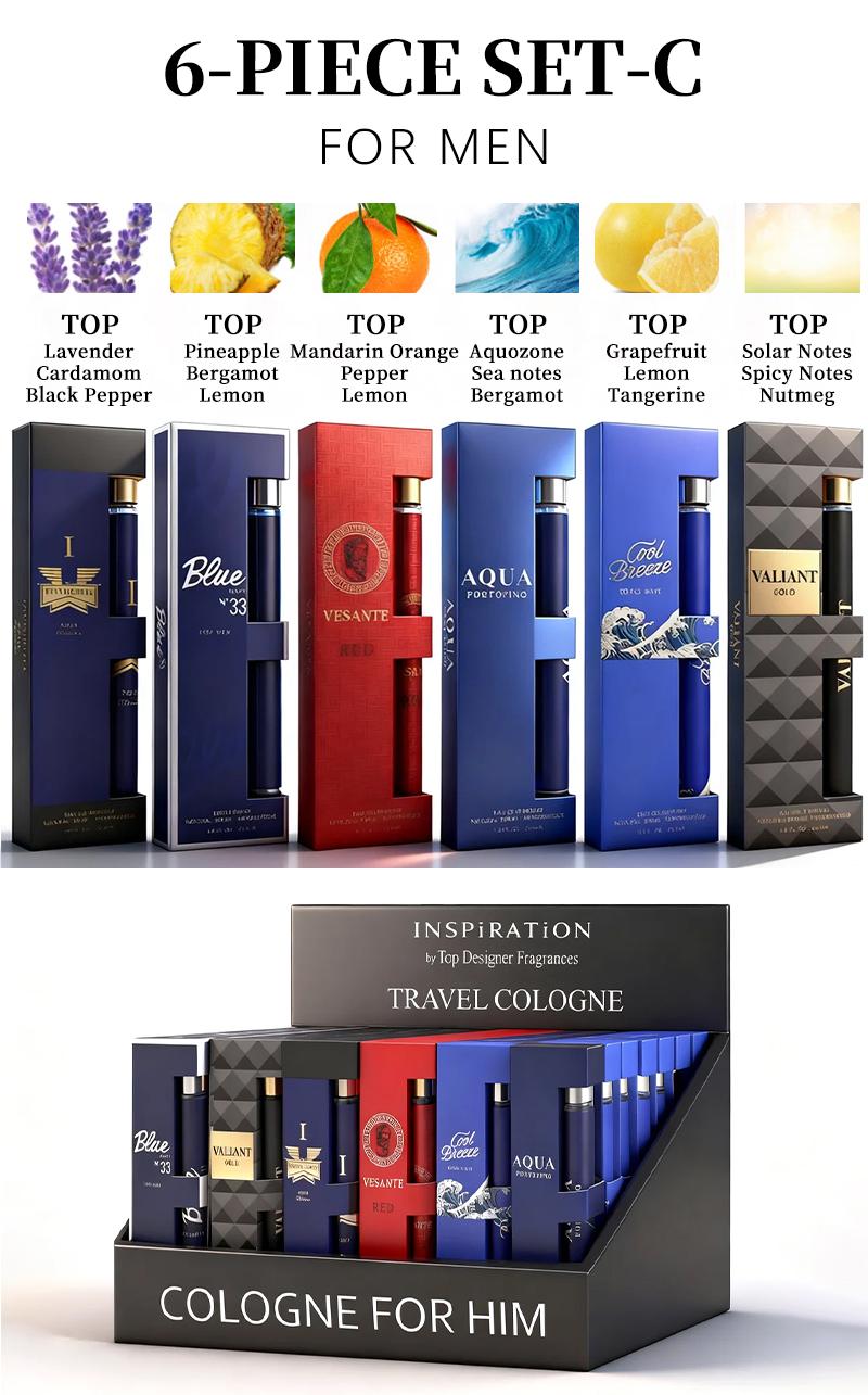 6-Piece Set Women's Eau De Parfuma Fragrance Spray, Travel Size Perfume, Long-Lasting , 6 Different Scents, Perfect For Dating, Daily Life, Parties,Gift Giving, 1.18 fl oz/35 ml Each Bottle