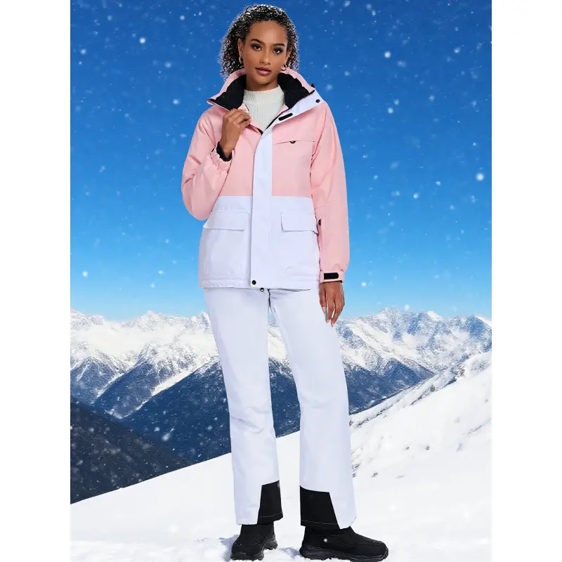 Women's ski jacket and snow pants set, adjustable winter sportswear for skiing, snowboarding, hiking and mountain adventures