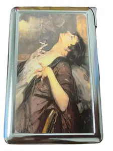 Lounging Woman Metal Case with Built in Lighter