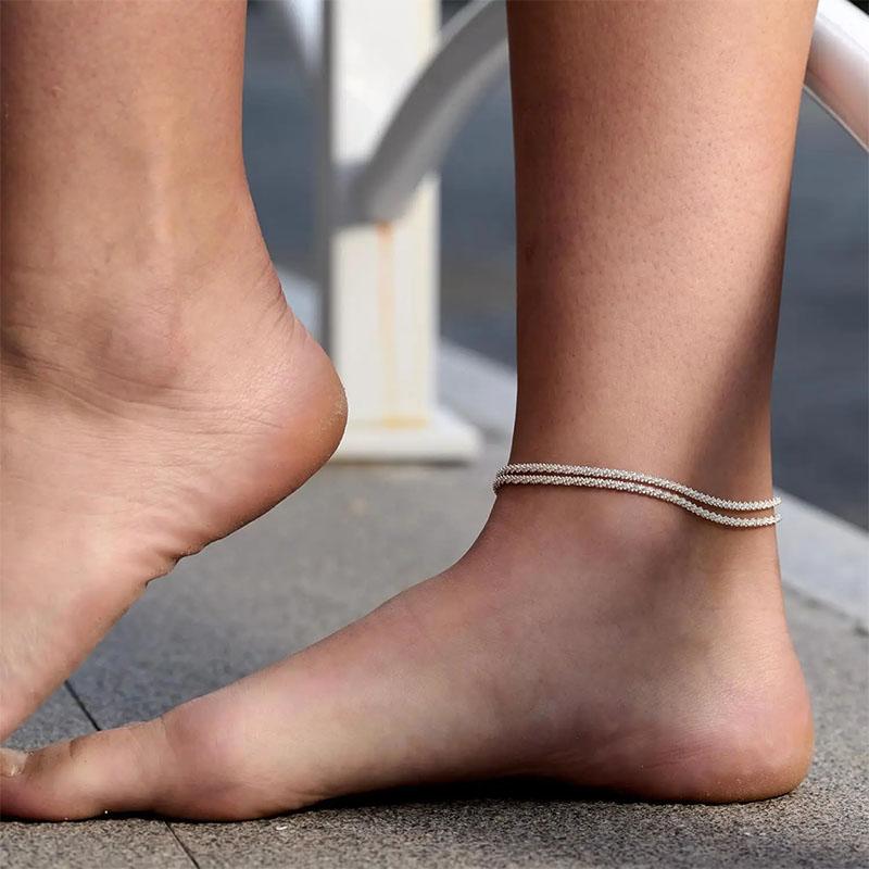 Dainty Layered Waterproof Anklet For Women Adjustable Womens Anklet Set Stackable Figaro Beaded Cuban Link Anklets Daily Clothing Decor For Beach Summer Trendy All-match & Exquisite Jewelry For Valentine's Day gifts leg chain