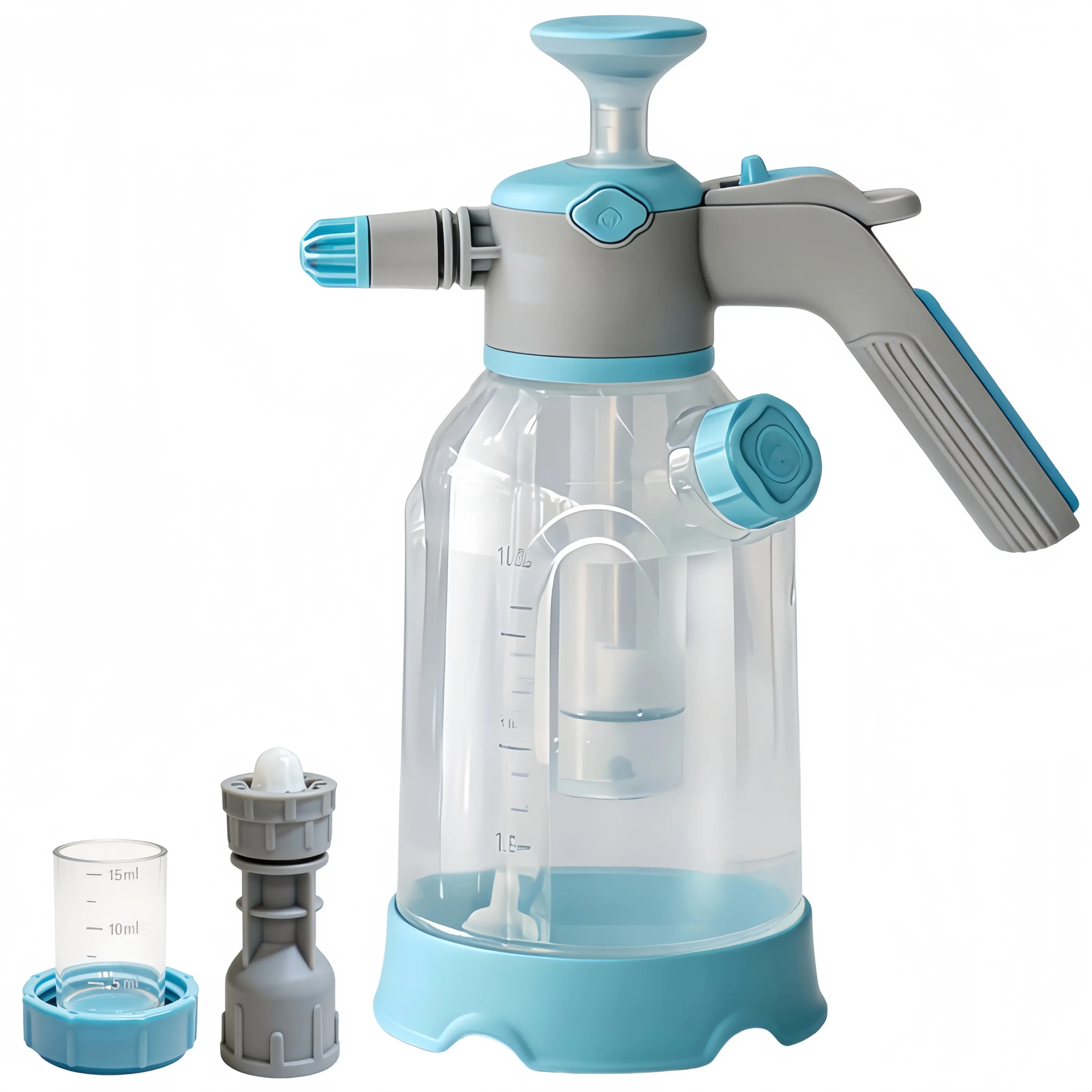 2L Polypropylene Household Handheld Pressure Foam Garden Sprayer - Adjustable Nozzle, Upgraded Fill Port, Safety Relief Valve, Portable Manual Pump for Plant Watering, Car Washing