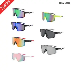7-Pack Windproof Outdoor Sports Cycling Sunglasses for Men & Women, Euro-American Style Colorful Large Frame Slim Sun Visor, UV Protection for Motorcycle, Fishing, Travel & Spring Outdoor Riding