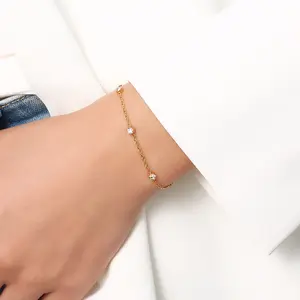 The perfect graduation gift!The Premier Mother's Day Gift.14K Gold Plated Station Bracelet - Simulated Diamond BTY Bracelet - Womens CZ Chain Bracelet