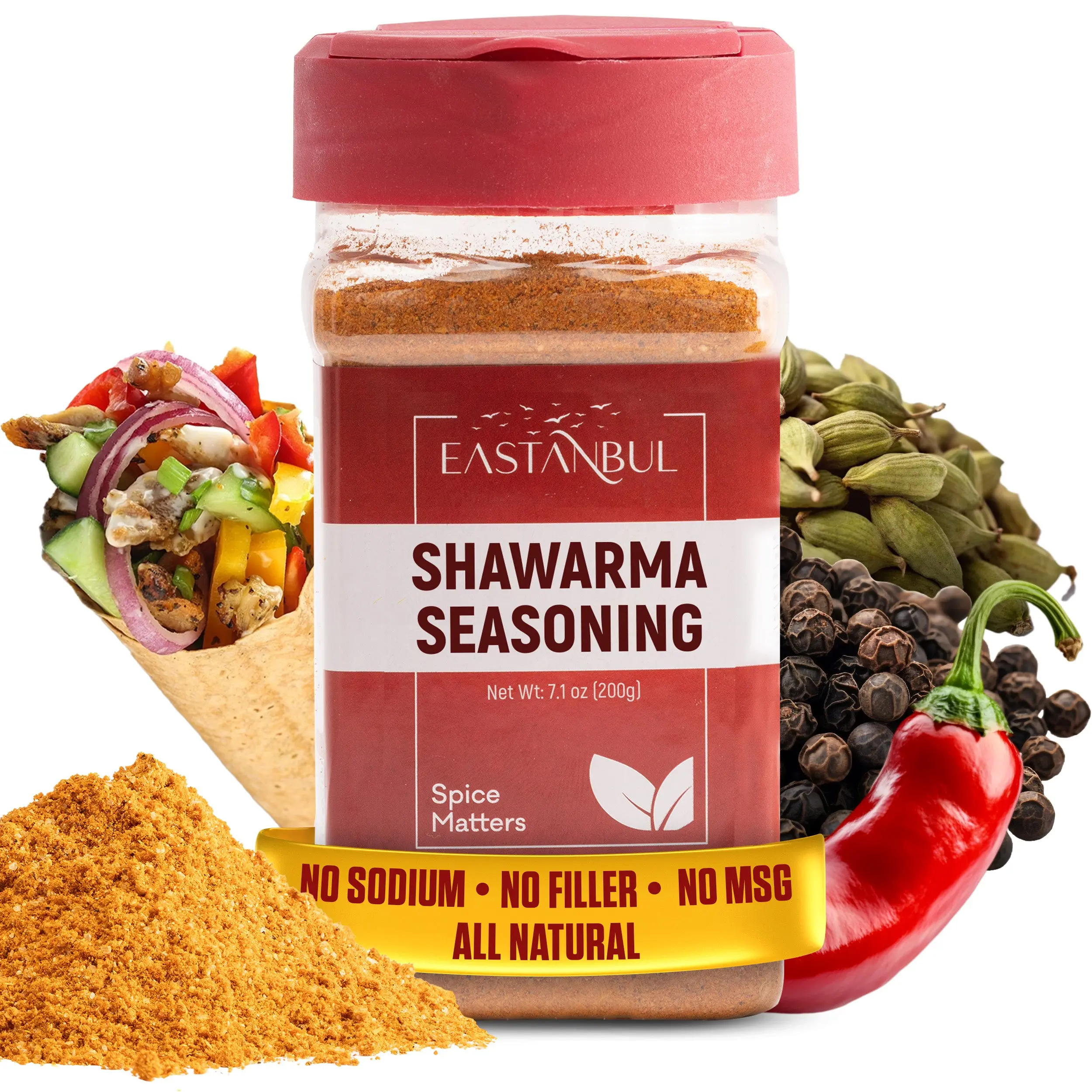 Eastanbul Shawarma Seasoning, Shawarma Spice Blend, Sodium Free, 7.1oz Eastanbul Shawarma Seasoning, Shawarma Spice Blend, Sodium Free, 7.1oz