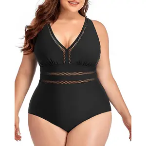 Daci Women Plus Size One Piece Swimsuits Sexy V Neck Backless Bathing Suit  SwimWeek  summervibes