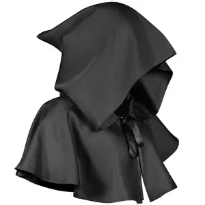 Halloween Cloak Medieval Magic Cosplay Costume Night Walker Medieval Hooded Cape Shawl Stage Womenswear Clothes Bridal Black Basic Minimalist Cupro - Gamis Elegance Piece blooming waters costco poison ivy costume quick last minute halloween costume
