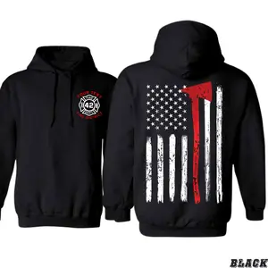 Custom Firefighter Unisex Hoodie Thin Red Line Vertical Flag Shirt Firefighter Gift, Full Color Full size