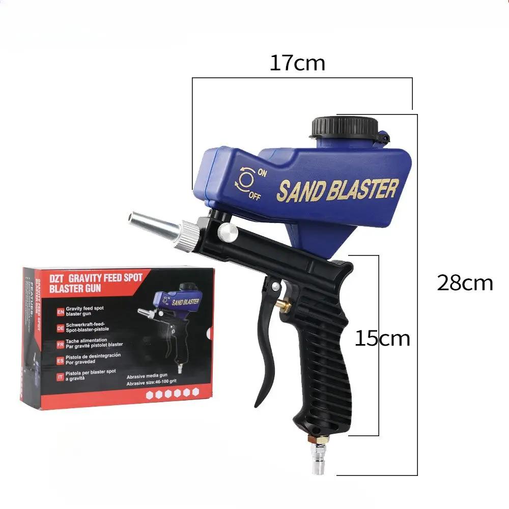 Heavy-Duty Portable Pneumatic Gravity Feed Sandblaster Gun Set - Industrial Abrasive Media Gun with Pressure Control, Metal Handle, Stainless Steel Anti-Rust Build