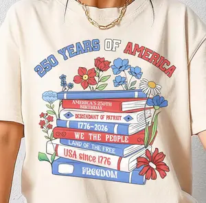 America 250th Anniversary Book Lover Shirt Patriotic Tee 4th Of July Shirt American Flag Shirt Patriotic Gifts USA Independence Day Shirt