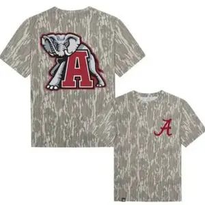 Mossy Oak Alabama Logo Printing On Original Bottomland Camouflage Camo T-Shirt – Soft & Breathable Tee