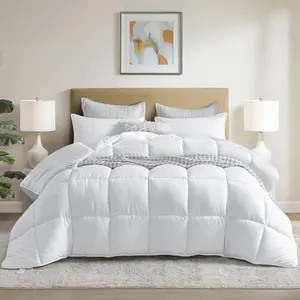 Winter Extra Warm White  Size Down Alternative Comforter, Heavyweight  Season Fiberfill Comforter Duvet Insert 90x90 with Corner Tabs - Ultra Soft Brushed Microfiber Shell