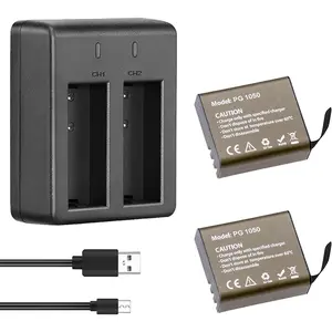 AKASO 2 x 1050mAh Rechargeable Action Camera Battery with USB Dual Charger for AKASO EK7000/EK7000 Pro Action Camera