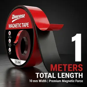 Doeyvose - Strong Adhesive Magnetic Tape Roll - Super Strong Adhesion, Instant Magnetic Hold, No Waiting Time, Strong Magnetic Force for Heavy Items - Organizing Tools in Garage & Workshop, Securing Kitchen Utensils & Fridge Magnets