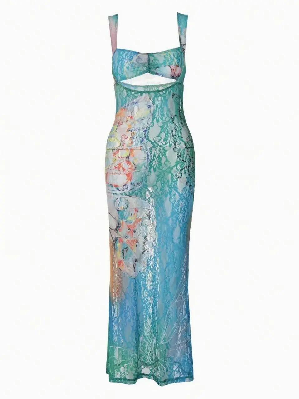 Floral Lace Hollow Out Slip Dress - Sexy See-Through Vacation & Club Party Dress
