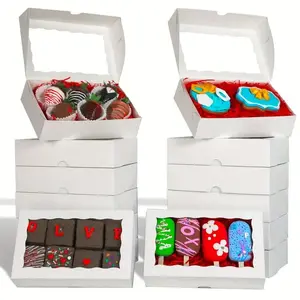 50 pcs  Must-Have Bakery Boxes with Window – Pastry Gift Boxes for Cake, Cupcakes, Cookies & Chocolate| Party & Holiday Treat Packaging
