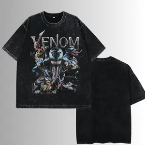 The Dark Style Symbiote Spidey Oversize Lightweight Acid Washed Tee TV Show Graphic Top Cotton Gift T-Shirt For Comic Lover, Gift T-Shirt For Movie Lover