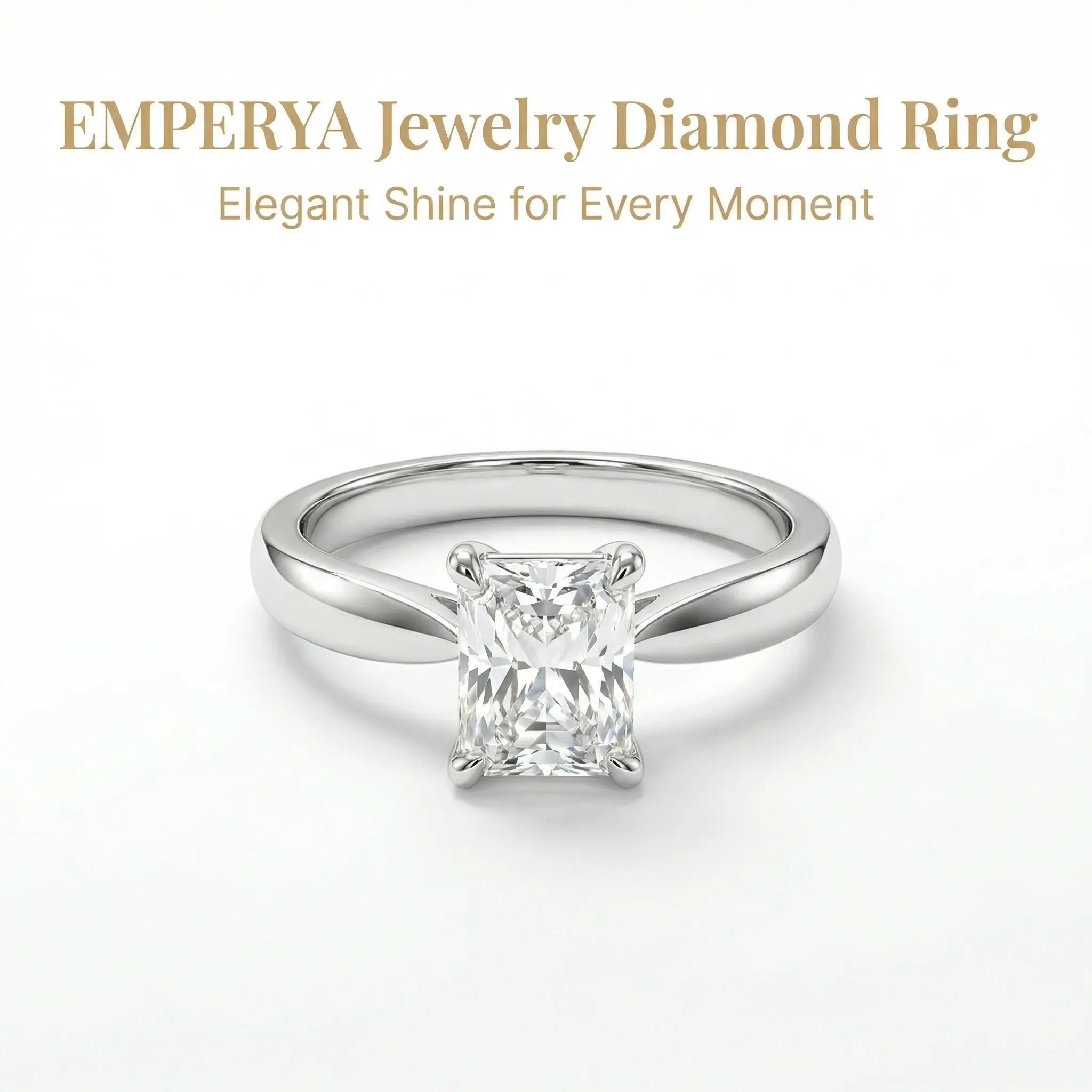 EMPERYA Classic Sparkle Cut Cubic Zirconia Engagement Ring – Dazzling Square Solitaire Promise Ring, Luxury Jewelry Anniversary Gift. Designed to Express Love, Featuring an Oversized Statement Diamond.