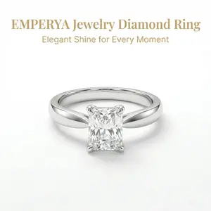 EMPERYA Classic Radiant Cut Diamond Engagement Ring - Dazzling Square Solitaire Promise Ring, Luxury Jewelry Anniversary Gift for Her Love Oversized